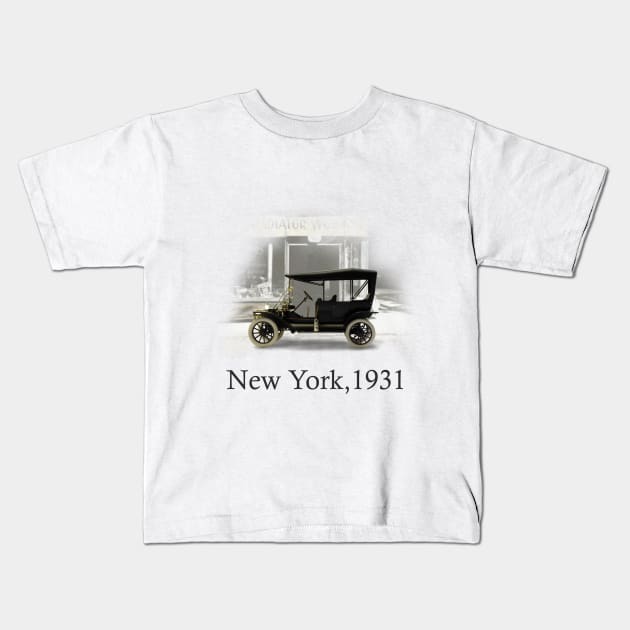 A Ford T in New York Kids T-Shirt by DaJellah